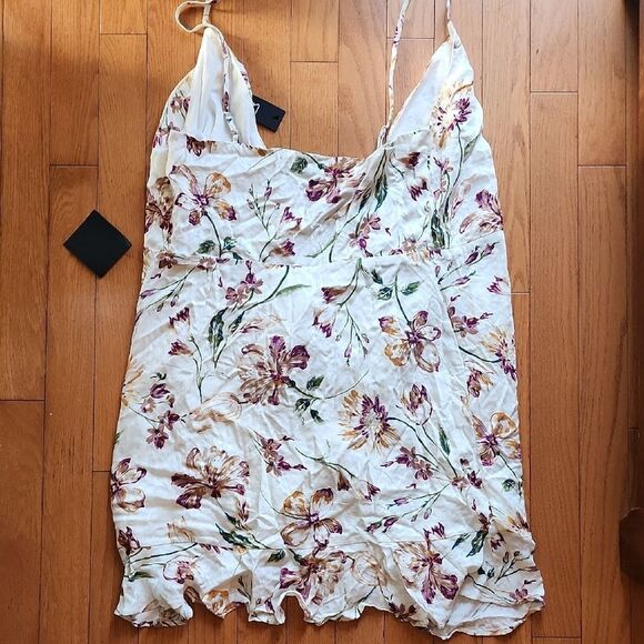 Lulu's Cream Ruched Tie Front Swim Cover Up - Women's Size XL - Picture 4 of 5